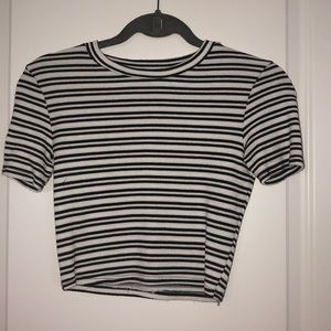 Black and white striped crop top